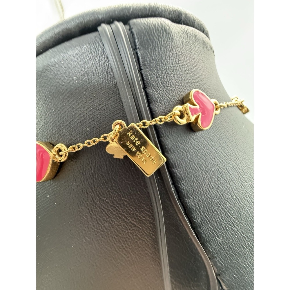Kate Spade‎ Gold Necklace With Pink Heart Charms - Picture 4 of 5